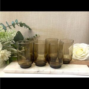 Vintage dominion smoked glass drink ware